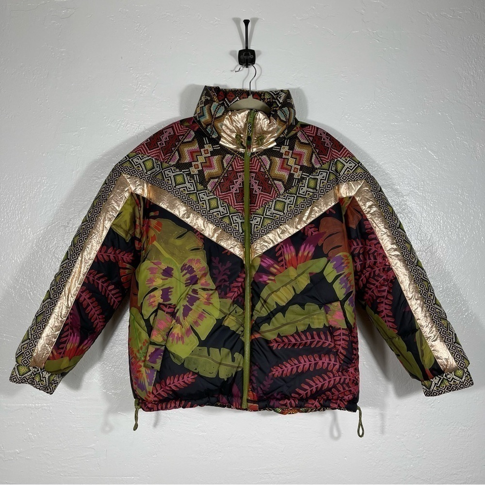 FARM Rio Tropical Rauti Metallic Revers Puffer Jacket Sz - Medium $300 SOLD OUT - Picture 4 of 16